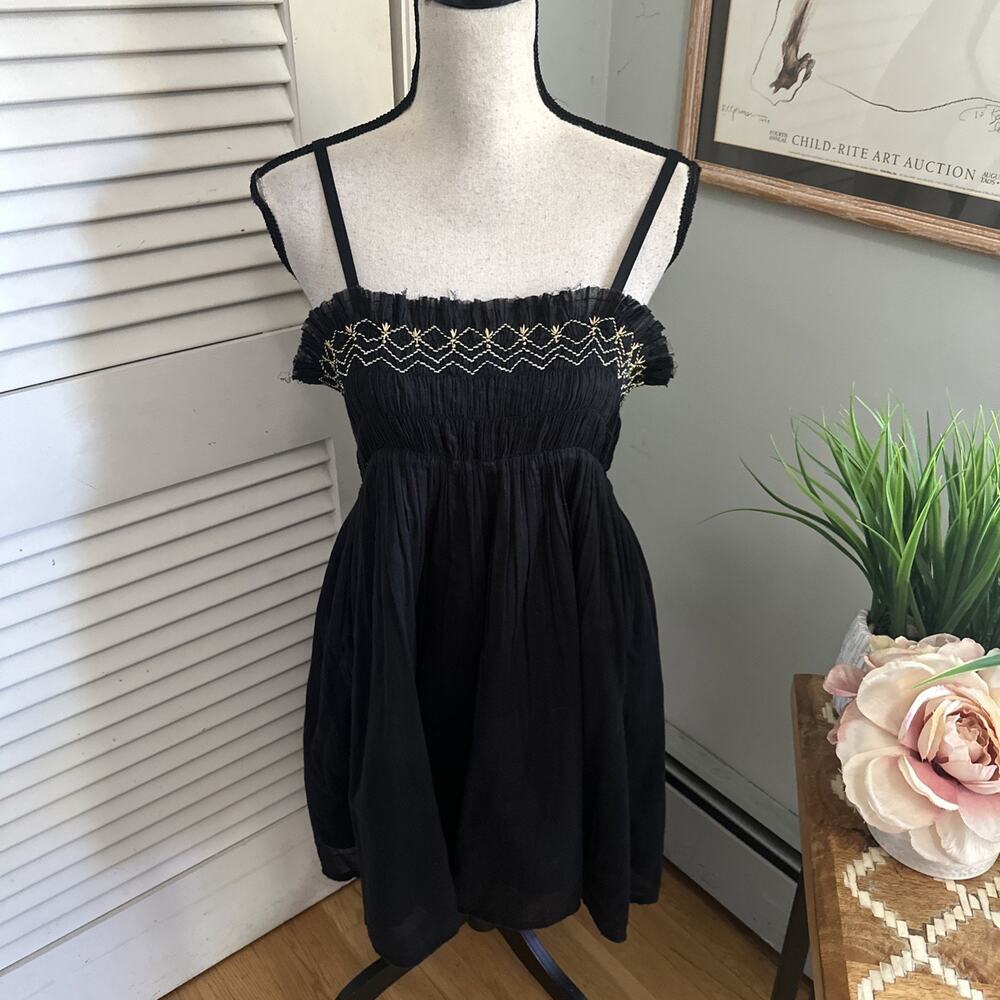 Anaak Dress Womens 3 US Large Black Rosa Smocked Dainty Summer Boho Chic Revolve
